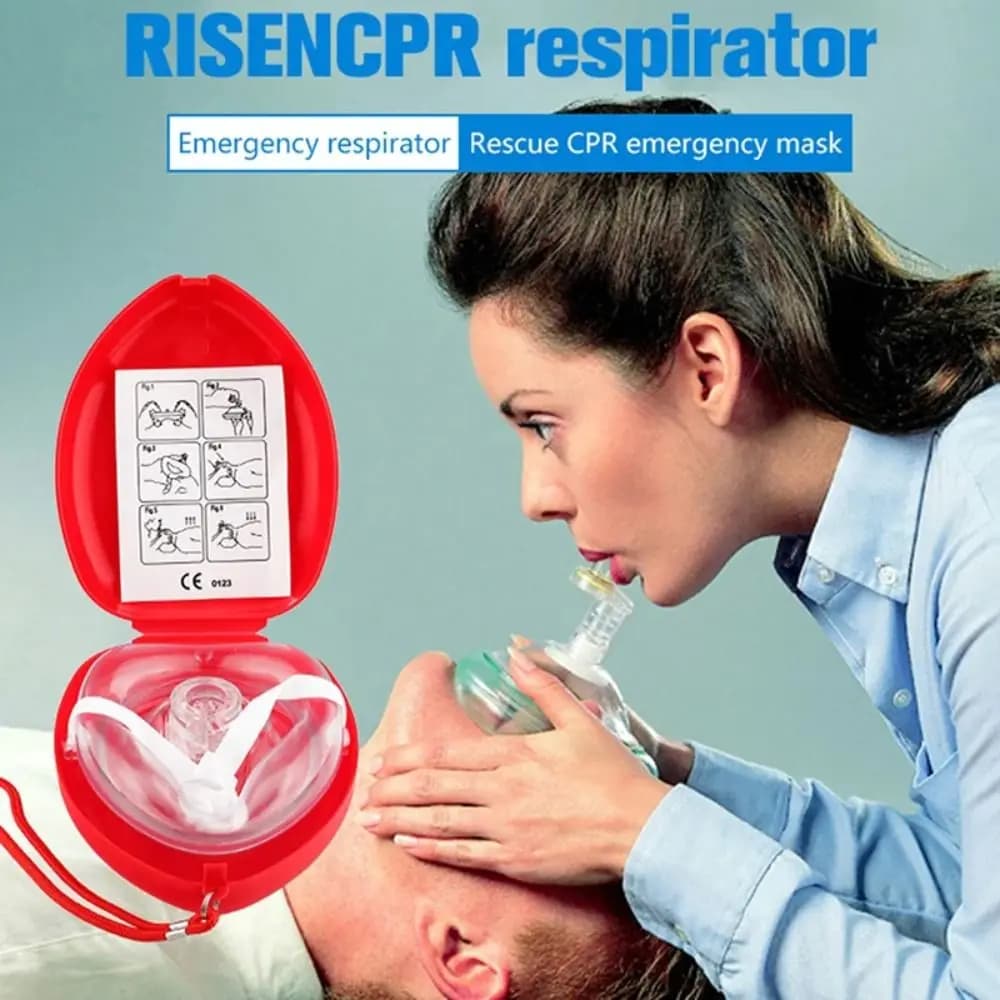 Reuseable CPR Breathing Mask One-way Valve Tools Breathing Mask Artificial Respiration Mask Professional Red Cpr Rescue Teaching