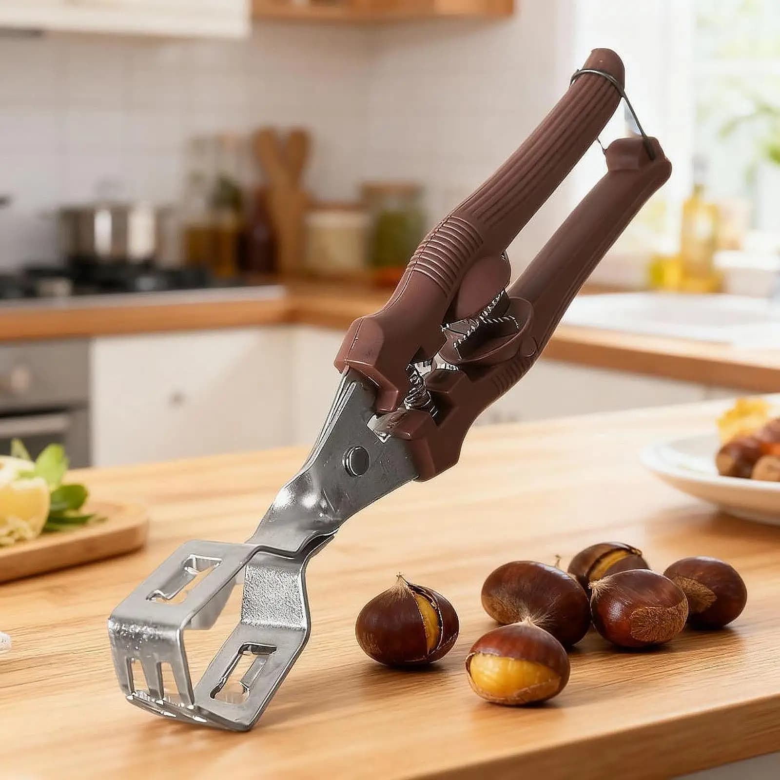 Apri castagne Gadget da cucina multifunzionali Manuale Pratico 2 in 1 Schiaccianoci funzionale Clip per castagne Strumento per frutta secca