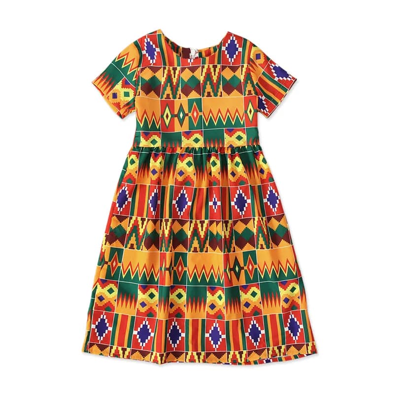 African Clothing National Print Summer Bohemian Style Kids African Kanga Clothes Beach Dress Vacation Hoilday Party Costume