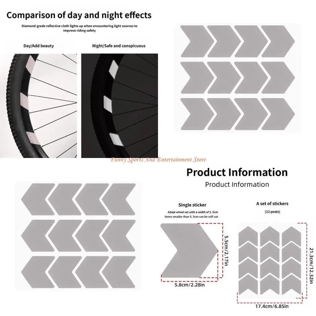 C4DE Adhesive Bicycles Wheel Reflectors Easy Mounting Bike Reflector Decals Road Bike Spoke Reflective Sticker Enduring