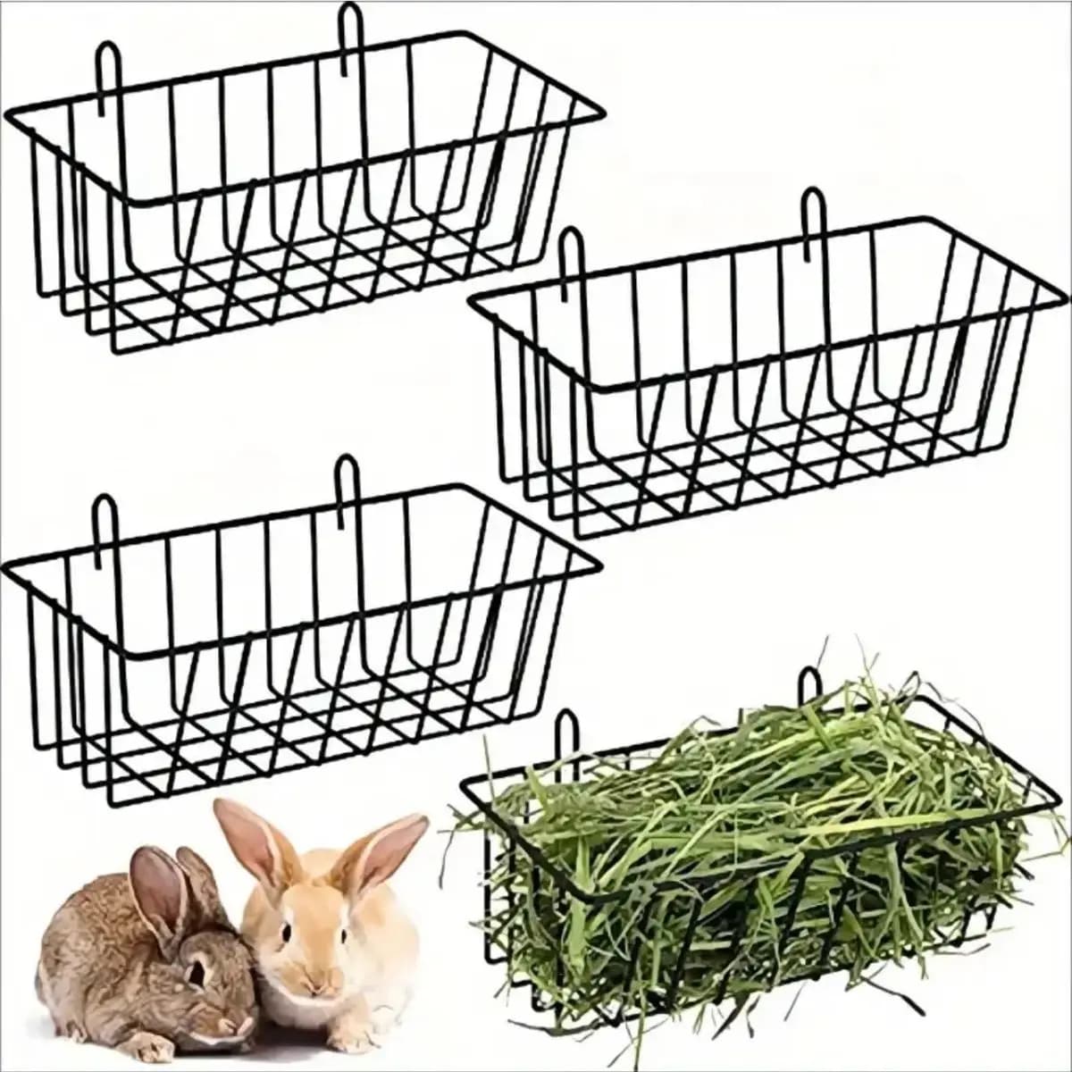 Rabbit Food Basket Rack 2 colors Rabbit Grass Frame Hay Feeder Rabbit Spring Grass Frame Grass Hay Bowl Rack Pet Food Container