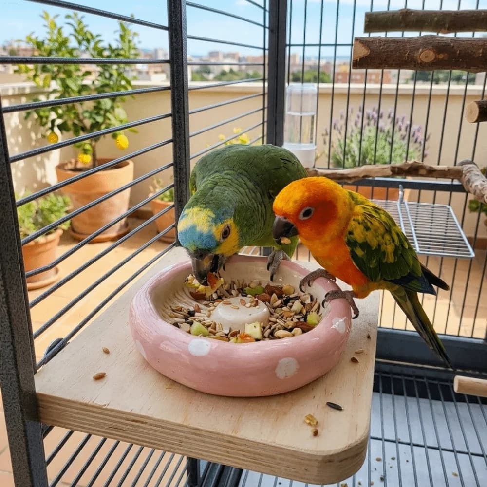 Ciotola in ceramica per cracker per criceti, graziosa e multifunzionale, vassoio anti-goccia per l'alimentazione degli animali domestici, fontanella per piccoli animali