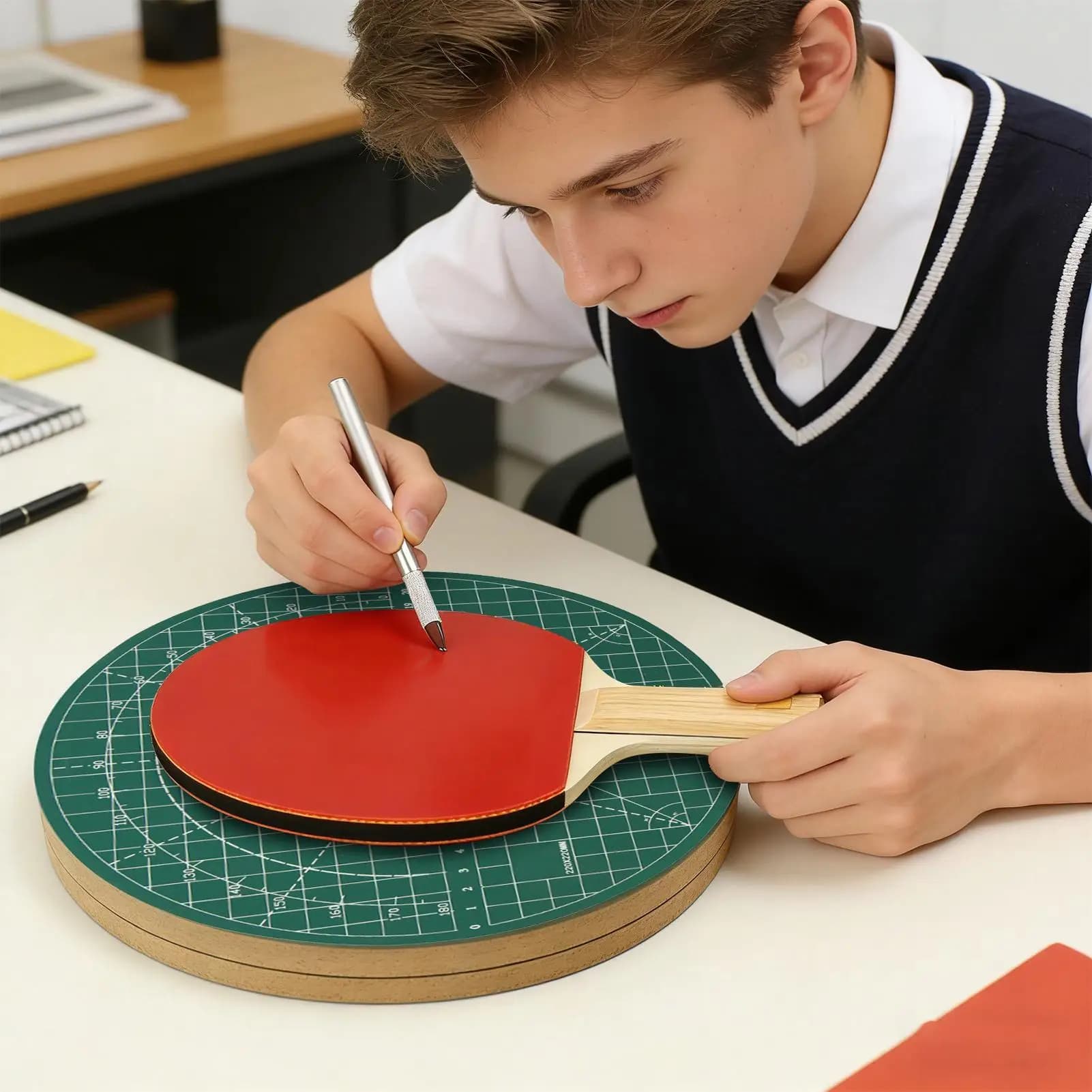Cutting board for ping pong racks, universal swivel in PVC, professional, with smooth rotation, for adults and professionals