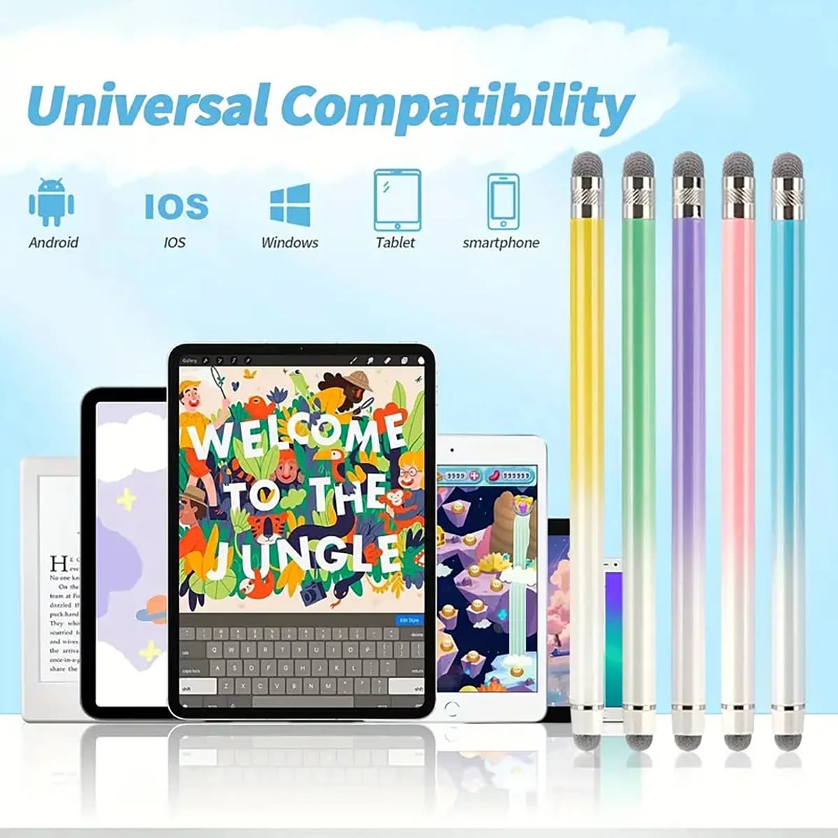 1 piece touch pen, suitable for tablet, universal capacitive tip, compatible with the main Apple/Android phones and tablets on the market.