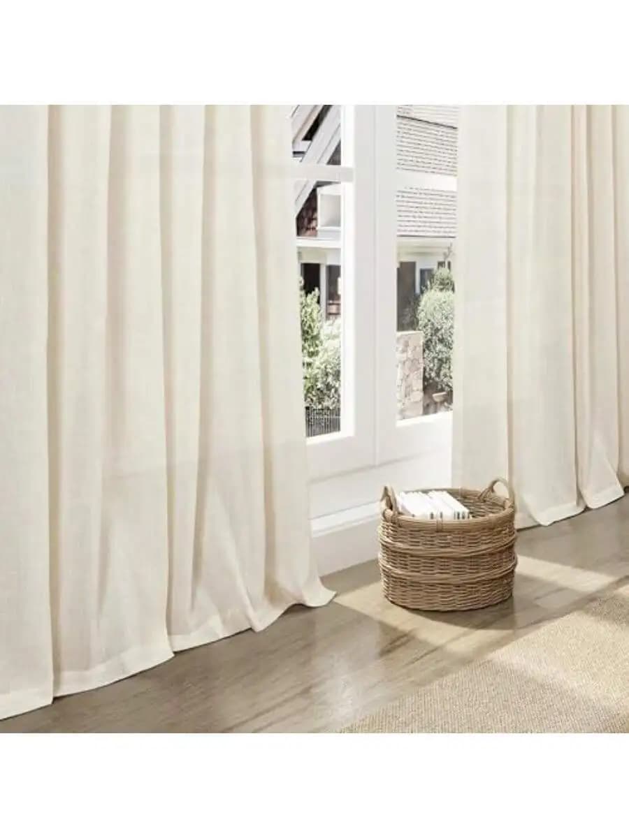 Extra Long 120 Inch Curtains For Living Room Linen Sheer Curtain Back Tab And Rod Pocket Natural Linen Farmhouse Floor To