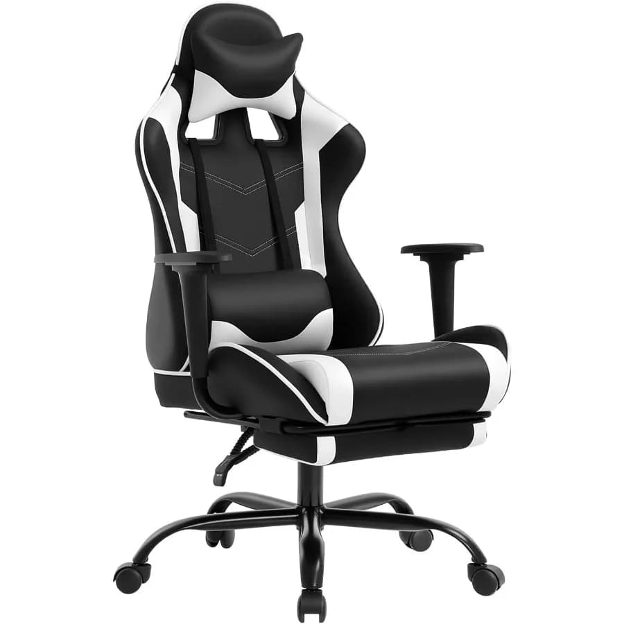 Sedia da scrivania ergonomica per PC da ufficio Sedia direzionale per computer in pelle PU Supporto lombare con poggiapiedi Task moderno Girevole con rotelle Cha