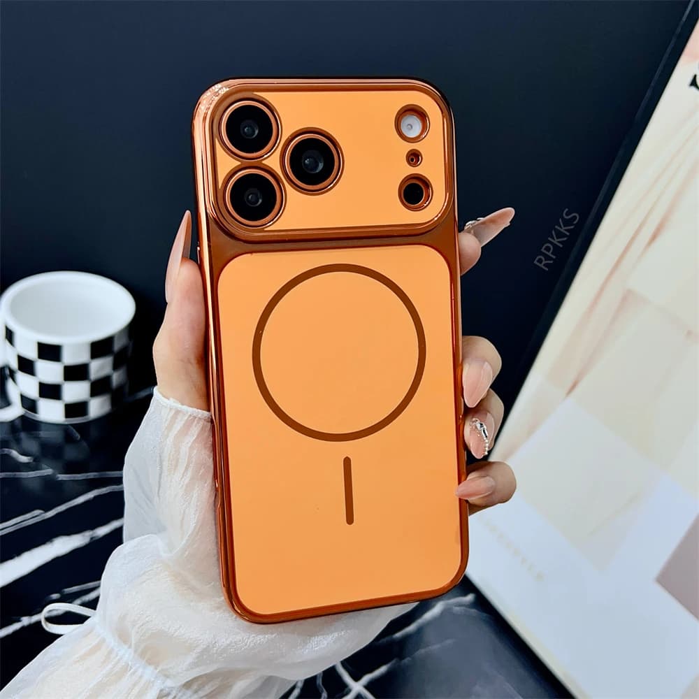 Custodia Protettiva Lusso AG Smerigliata con Placcatura Magnetica MagSafe in TPU e Bumper per iPhone 17 16 15 14 13 Pro Max, con Protezione Lente e Cover in PC