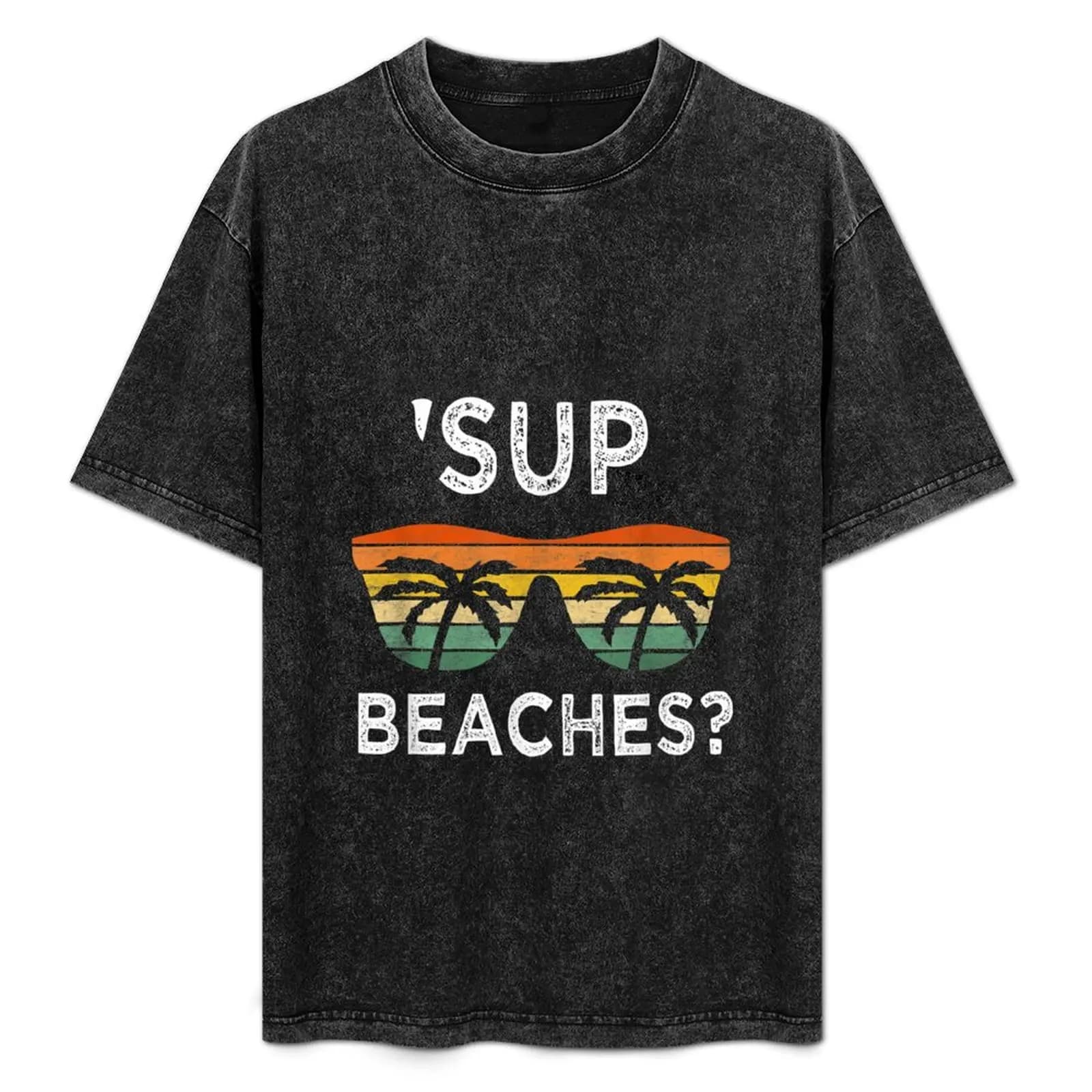 Sup Beaches Vintage Retro Funny Beach Vacation T-Shirt Casual Light Summer Short Sleeve Top