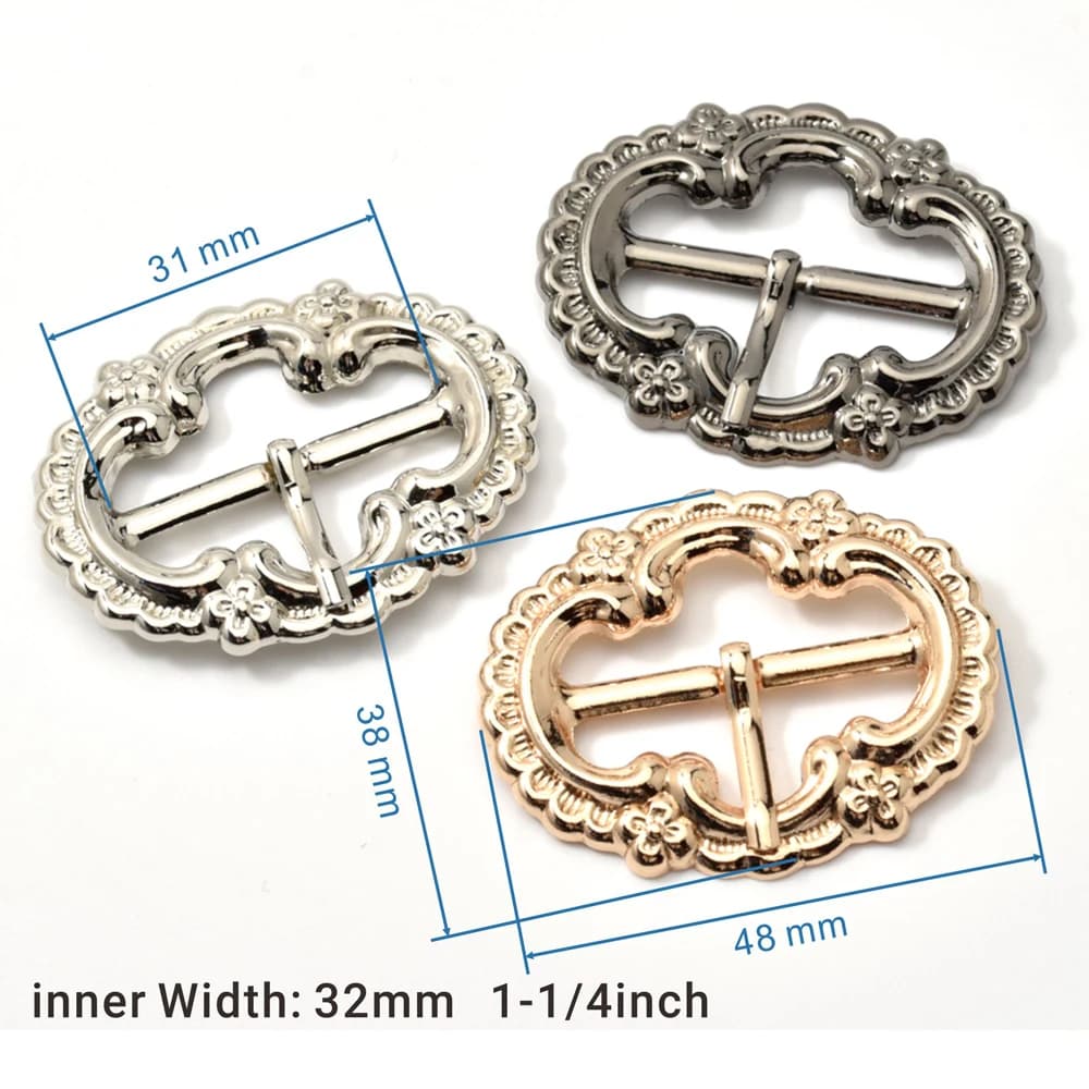 15 Fibbie in Lega di Zinco da 31mm (1.25 Pollici) per Cinture da Donna, Lucide, in Nickel/Nero/Oro - Confezione Multipla