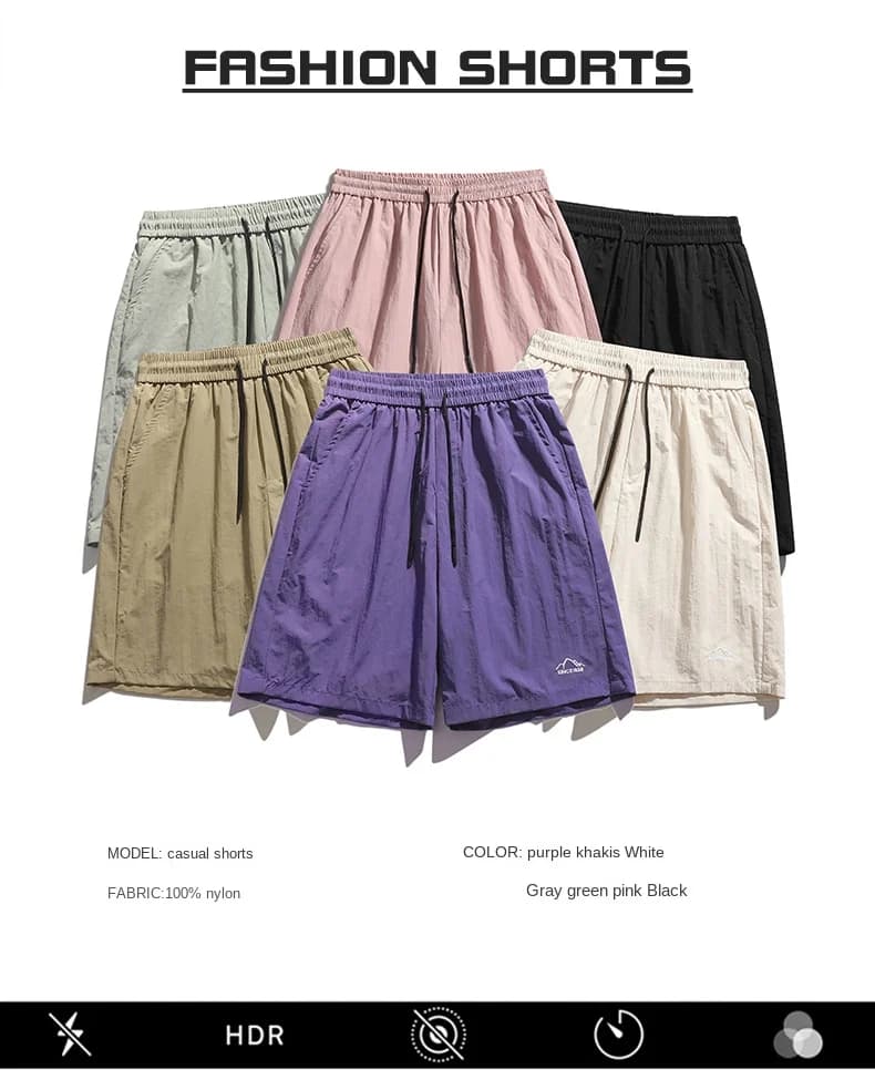 Outdoor casual shorts for men and women, trendy summer thin and loose straight leg five part pants ice breathable beach versati