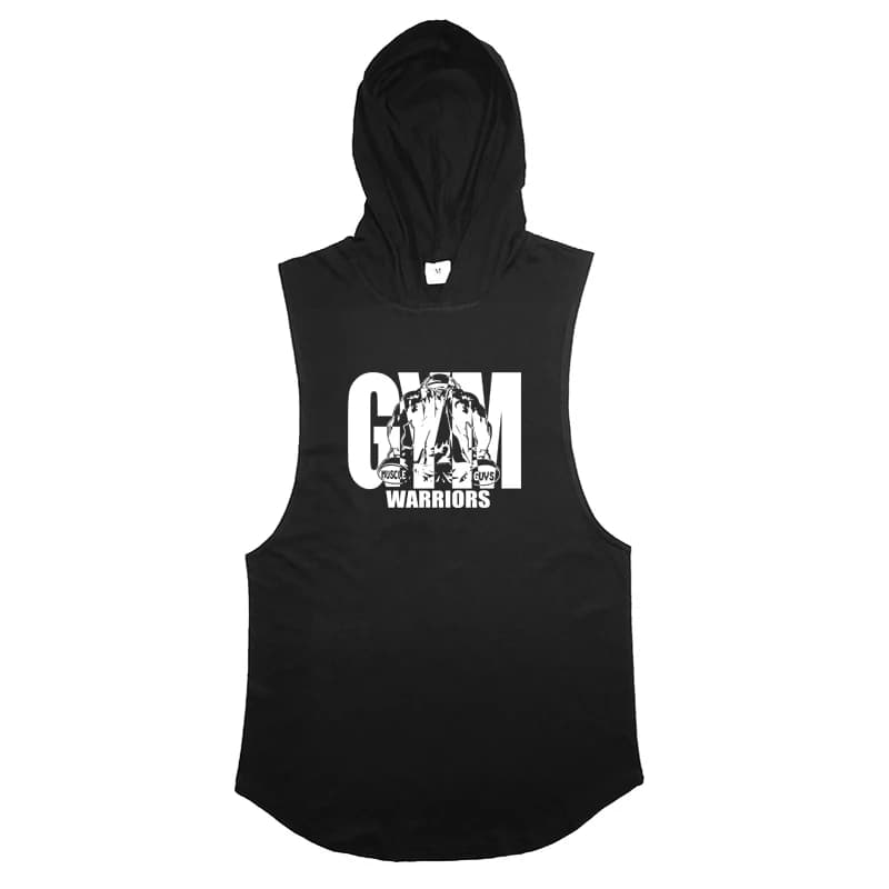 Canotte Sportive Casual da Uomo con Cappuccio, in Cotone, per Palestra e Bodybuilding, Estive, Senza Maniche, Traspiranti, con Cappuccio, Abbigliamento Fitness per Muscoli