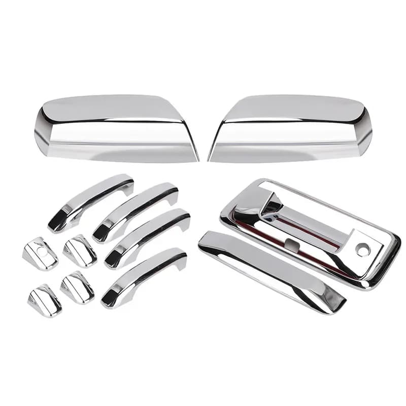 For 2014-2019 Chevy Silverado 1500 Chrome Door Handle Mirror and Tailgate Cover With Camera Hole
