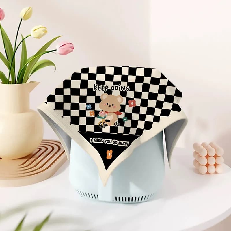 VIKAMA Short Pile Plush Air Fryer Cover Fresh Checkered Dustproof Washable Multi Purpose 2026