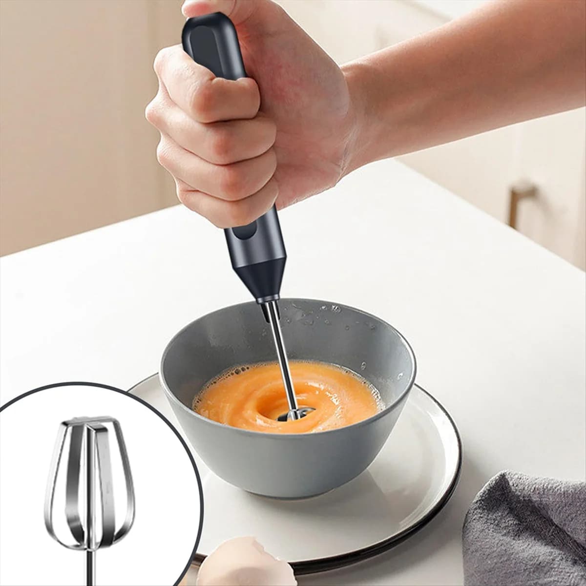 Practical hand electric mixer, stainless steel shaker, immersion blender, wireless immersion mixer whip, 3-speed adjustable foam