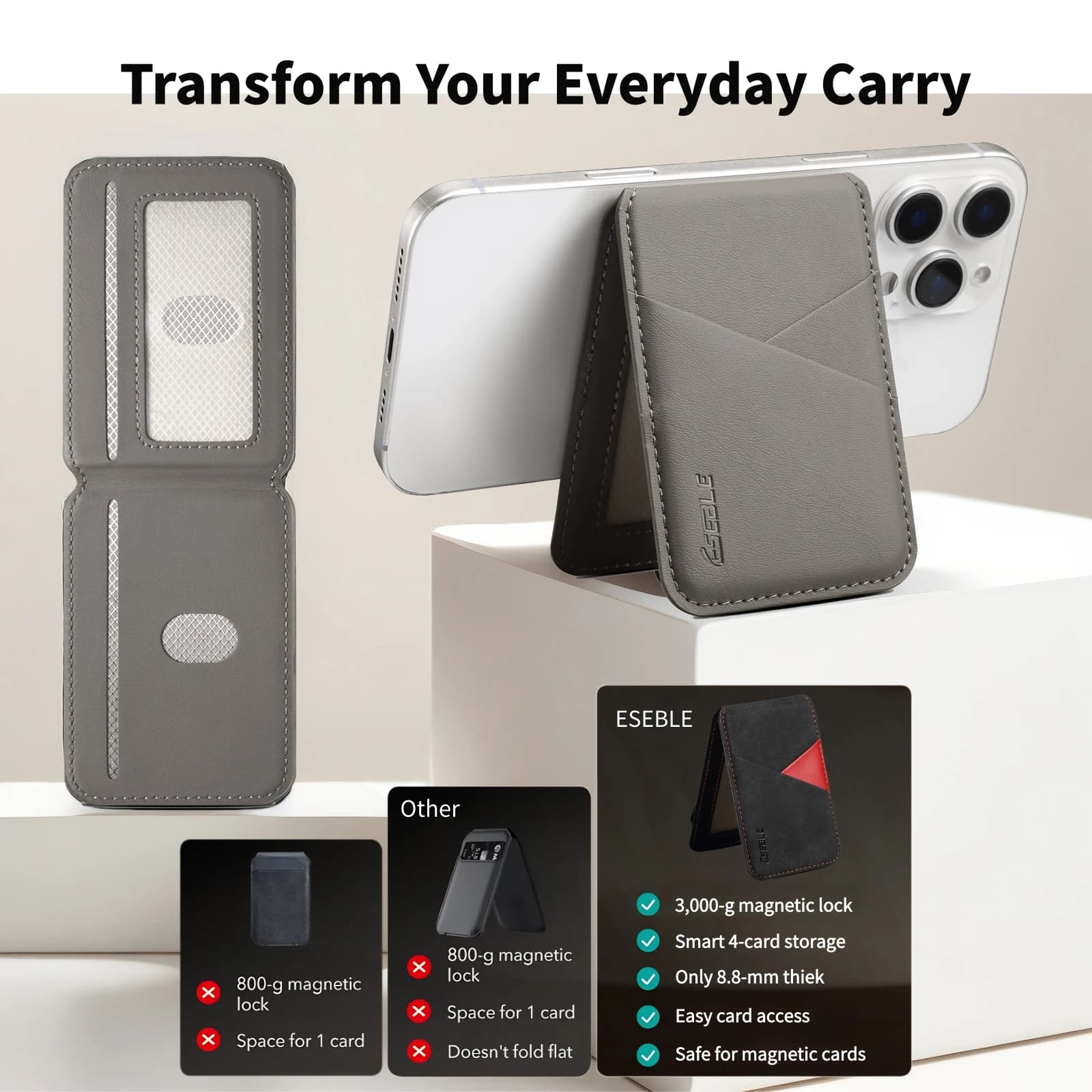 Premium PU Leather For MagSafe Magnetic Phone Card Holder For iPhone Samsung Series RFID Anti-skimming Bank Card Pocket