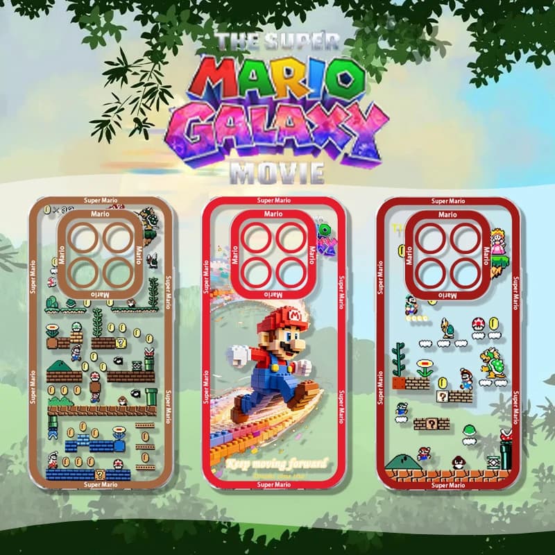Cover Trasparente Stile Pixel Retro Super M-Mario per Xiaomi Redmi Note 13 14 15 Pro Plus 12 11 10 14S 13S 12S 11S 10S 4G 5G