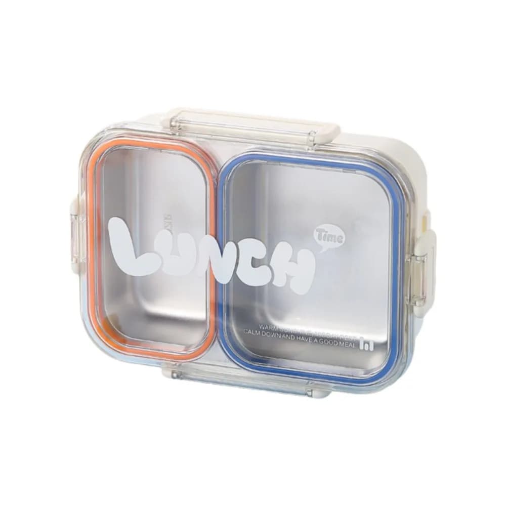Contenitore per Pranzo in Acciaio Inox di Grado Alimentare, 2/3 Scomparti, Design Sigillato, Piatto Diviso Antiperdita con Cucchiaio e Forchetta
