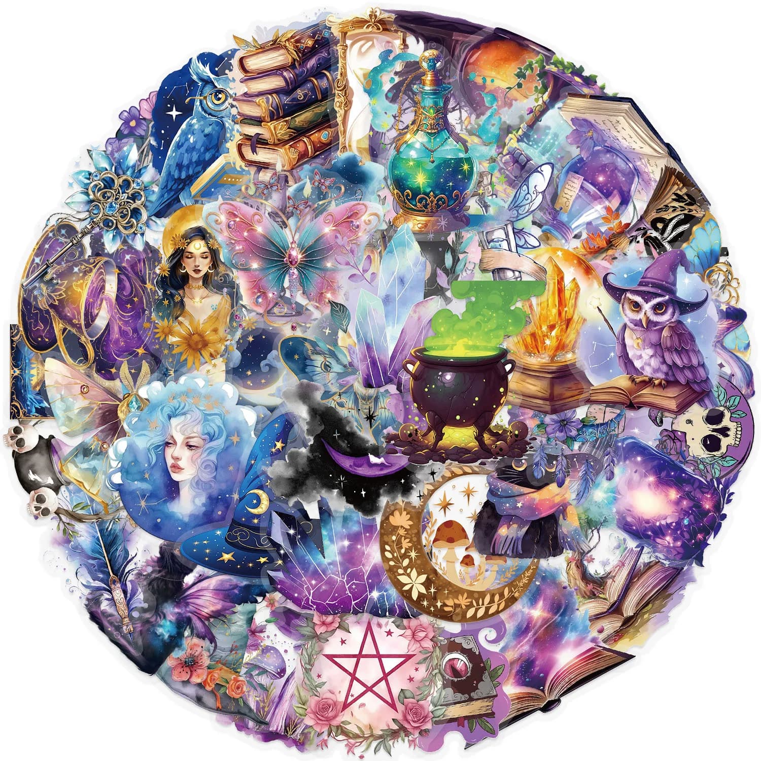 50PCS Fun Cartoon Magic Academy Graffiti Stickers Scrapbooking Collage Material Phone Cases Guitar Notebooks DIY Decorative