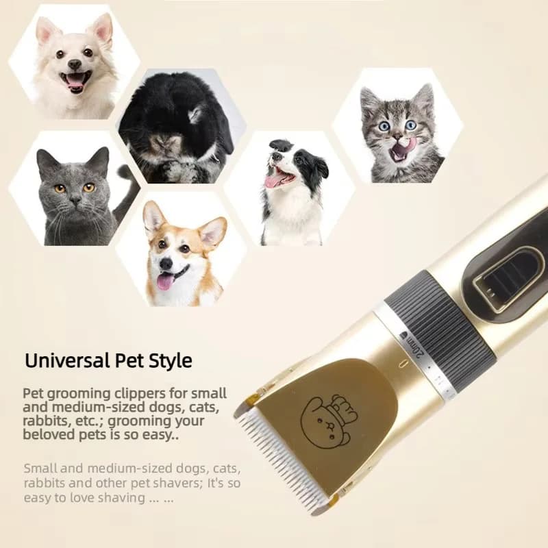 Rechargeable Pet Electric Clippers, Low Noise Hair Trimmer Cordless Grooming Shaver for Dogs Cats Puppies Kittens Pet Supplies