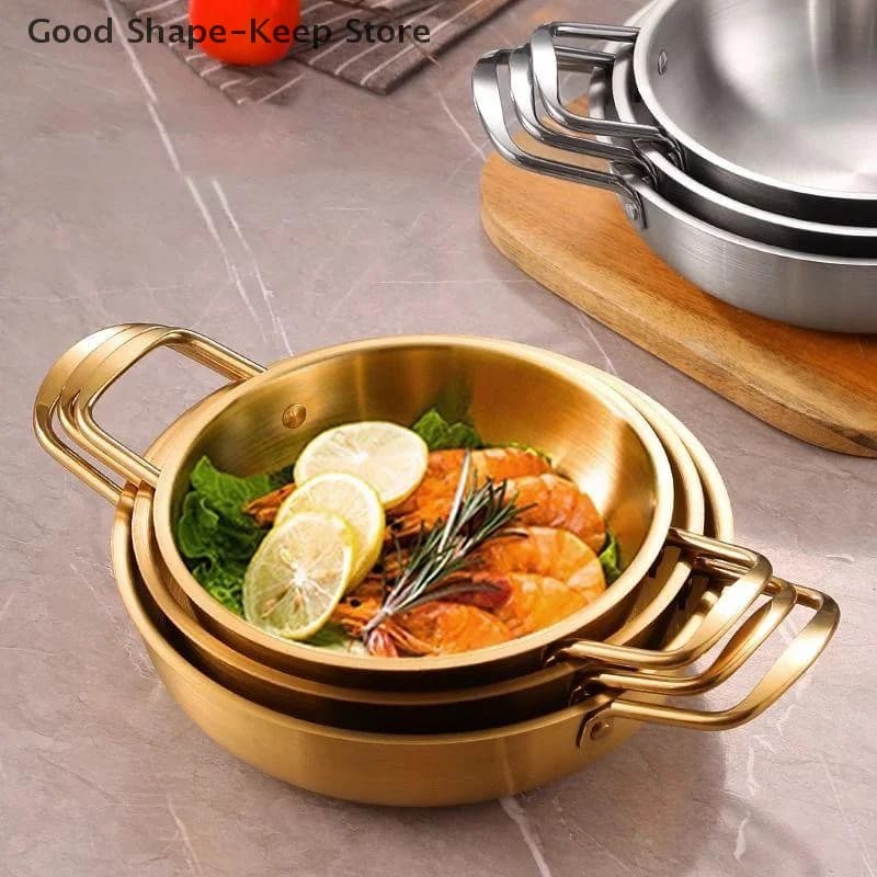 Solid Korean Stainless Steel Noodle Pot; Frying Pans; Long-lasting Cooking Pots; Seafood Snack Plate Kitchen Tools.