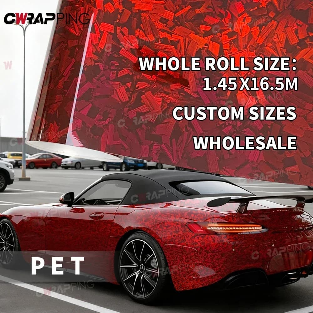 Glossy Red Wrap Foil Car Adhesive Vinyl Wrapping Waterproof Premium PET Air Release Motorcycle Helmet Carbon Fiber Wrap Sticker