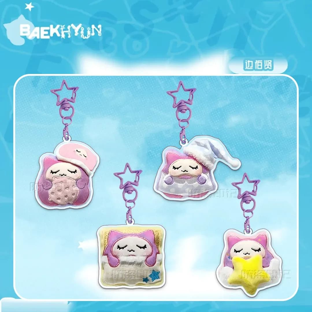 Kpop Idol EXO Baekhyun Periferia Cartoon Simpatico portachiavi in acrilico Zaino Portachiavi Collezione di fan VIP Regali