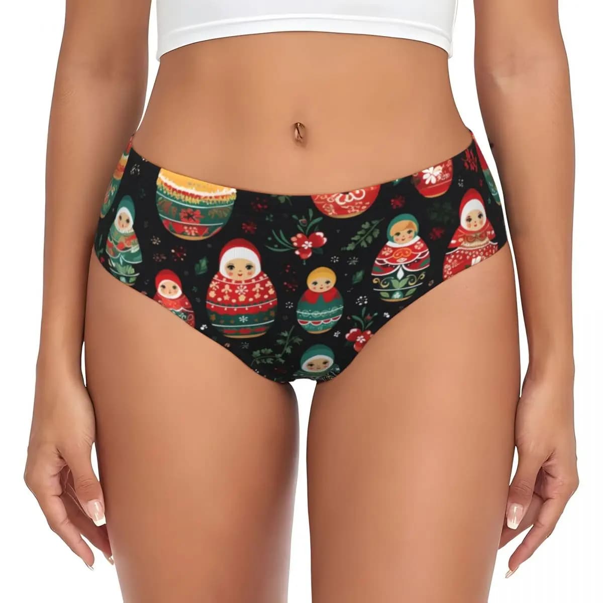Mutandine Personalizzate con Bambole Matryoshka, Intimo Femminile Confortevole con Arte Popolare Russa, Regalo di San Valentino