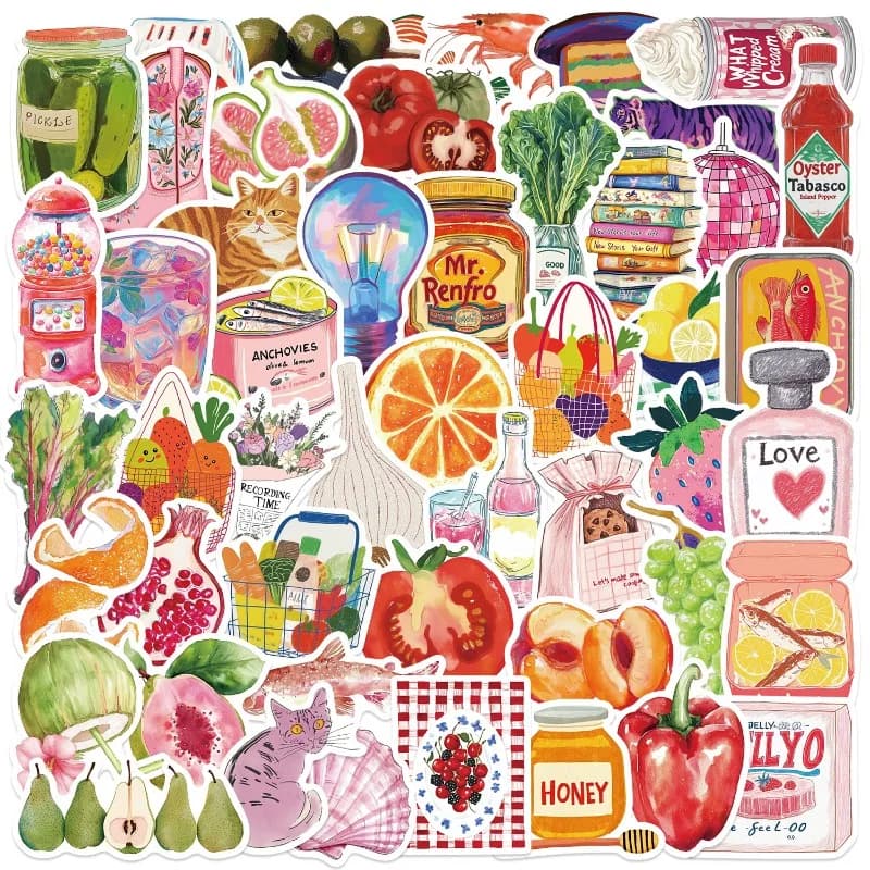 50pcs/set Mediterranean Aesthetics Scrapbook Journaling Sticker DIY Decor Phone Case Luggage Sticker Student Supplies Kids Gift