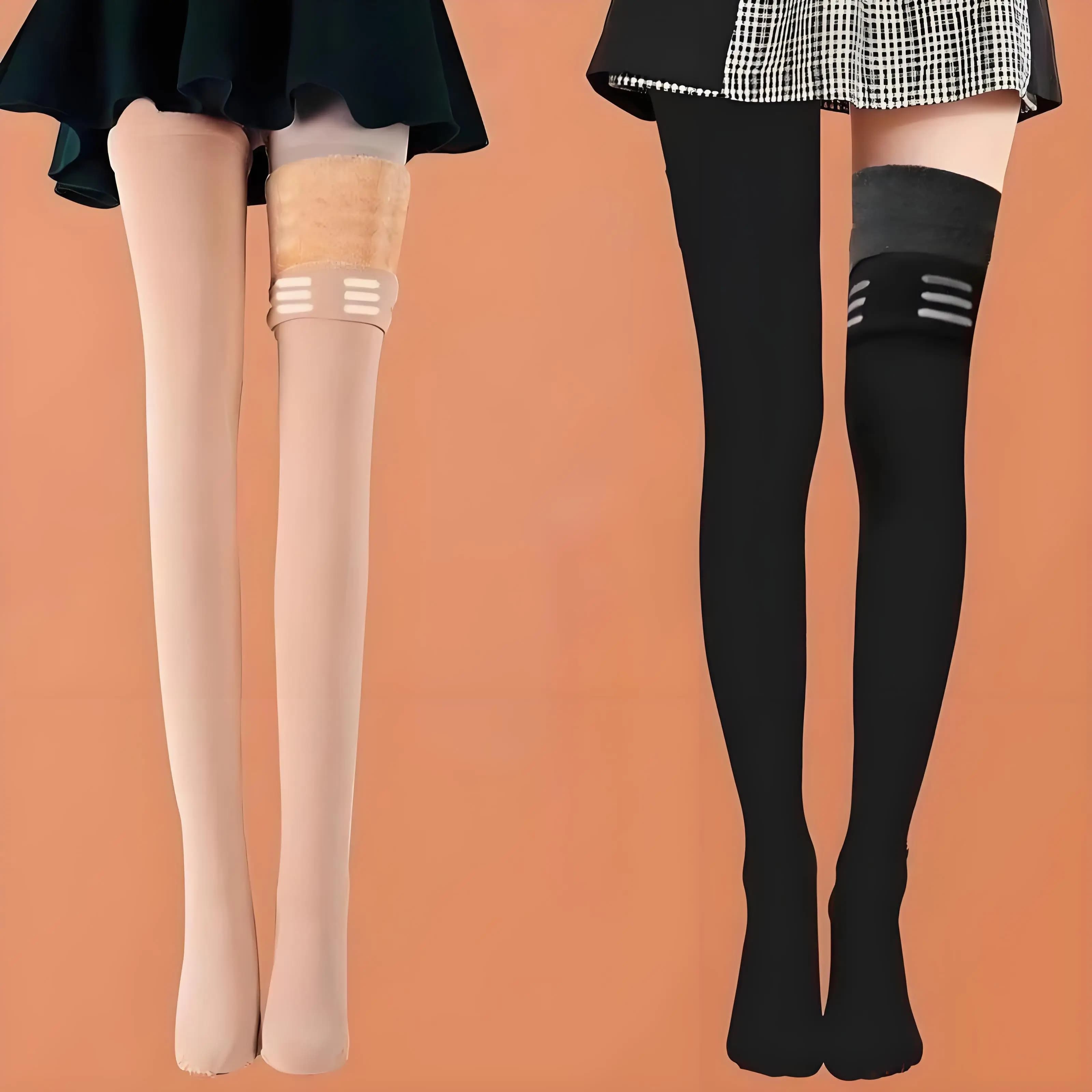Long socks over the knee in plush Velvet thick knee socks with silicone bearing High non-slip socks High-tube hot winter socks