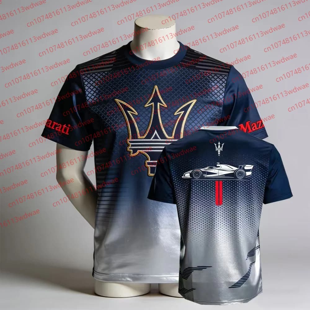Running T-shirt Men's Maserati with Trident logo, short sleeve, sporty, breathable, fast drying, casual, streetwear, car, motorsport, summer top