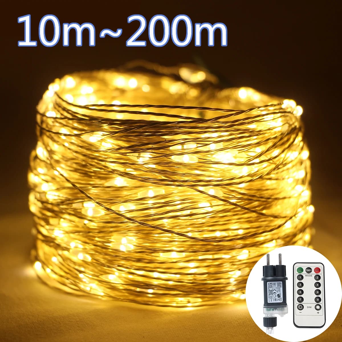 10M-200M LED Luci della stringa Filo d'argento Lucine Ghirlanda dell'albero di Natale per la cerimonia nuziale all'aperto Capodanno Albero Terrazza Decorazioni per feste