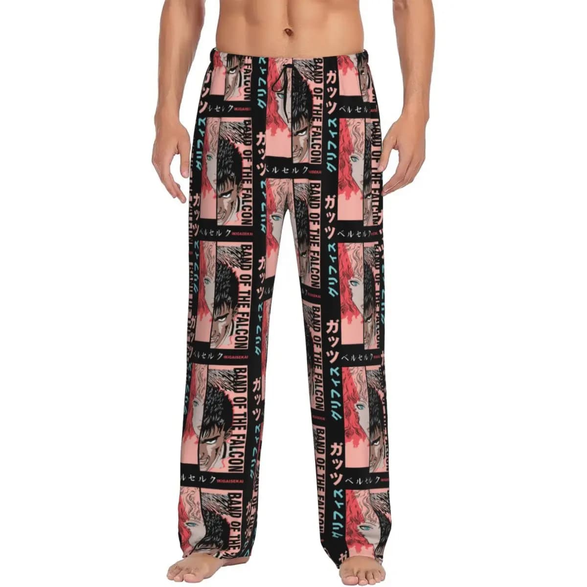 Pantaloni Pigiama Personalizzati da Uomo B-Berserks, Pantaloni da Notte con Stampa Guerrieri, Abbigliamento da Notte con Tasche