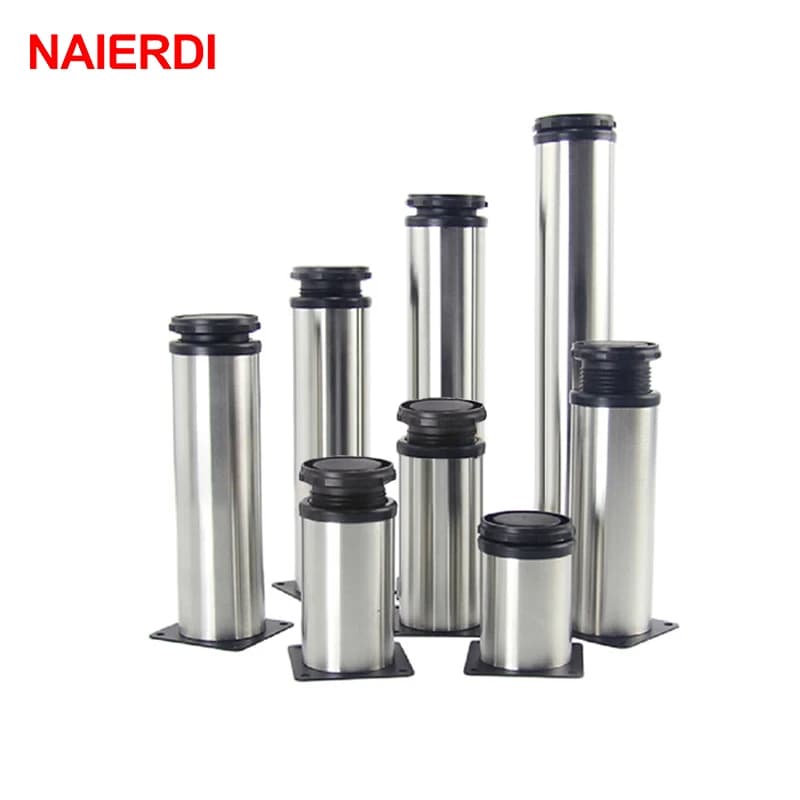NAIERDI Gambe Regolabili per Mobili da 5CM-30CM, Piedini in Acciaio Inox per Tavoli e Divani con Viti, Accessori per Miglioramenti Domestici