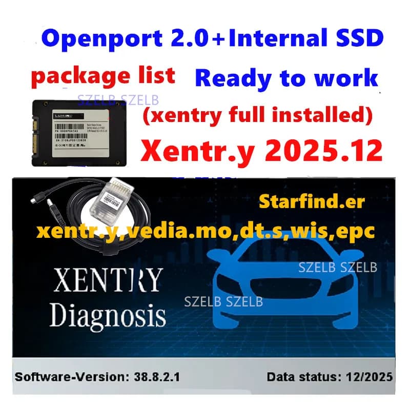 Novità 2026! Xentry 2025.12 Software Completo Vediamo DTS WIS EPC Starfinder Preinstallato su SSD Interno per Cavo Openport 2.0 J2534