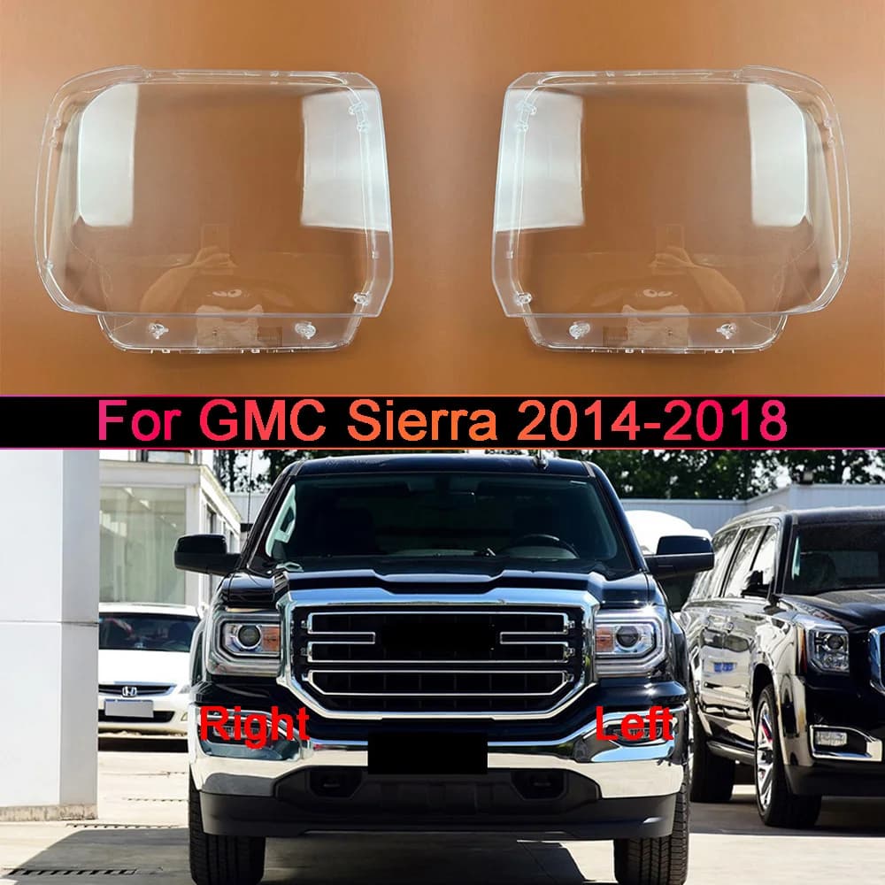 For GMC Sierra 2014-2018 Front Headlight Cover Transparent Lampshade Lamp Lens Headlamp Shell Plexiglass Auto Replacement Parts