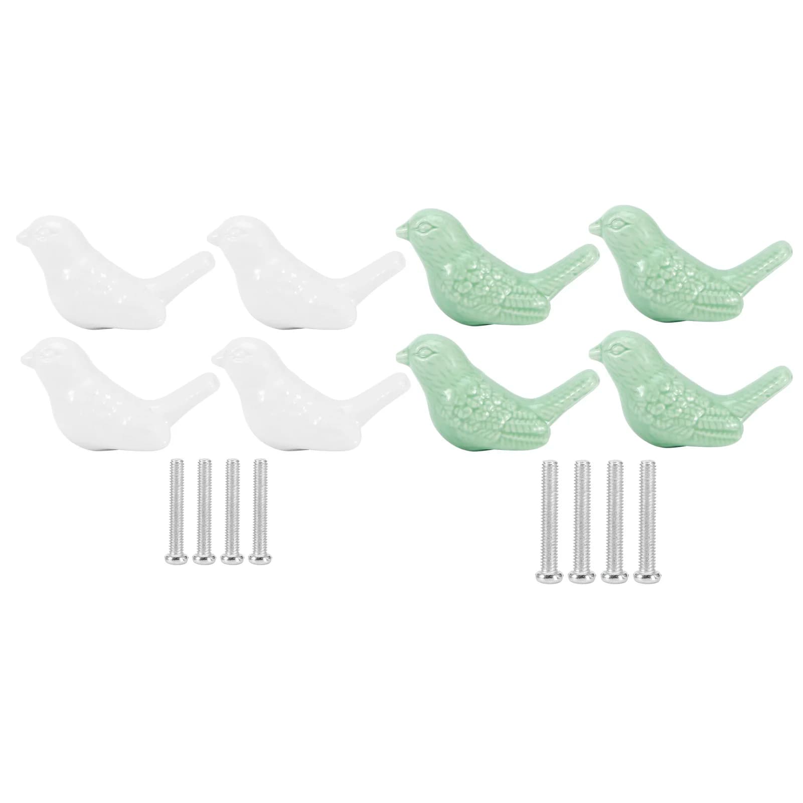 Set di 4 pomelli in ceramica a forma di uccello, maniglie fai da te per porte, cassetti, armadietti, cassettiere, accessori per mobili