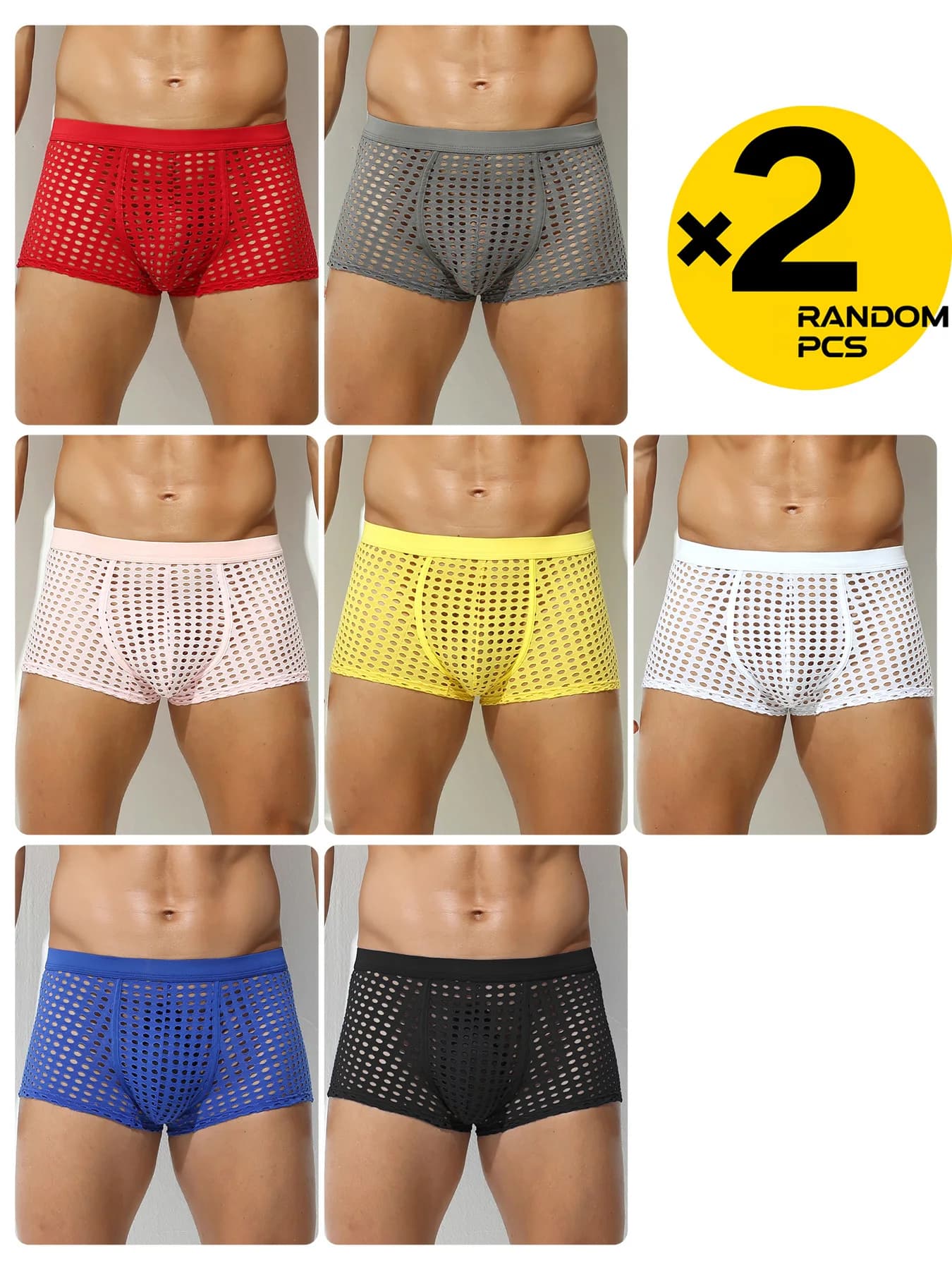 Mesh Men Underwear Breathable Pure Color Soft Boxer Briefs Men Ropa Interior Hombre Calzoncillos Breathable Hombre 2/3/4PCS