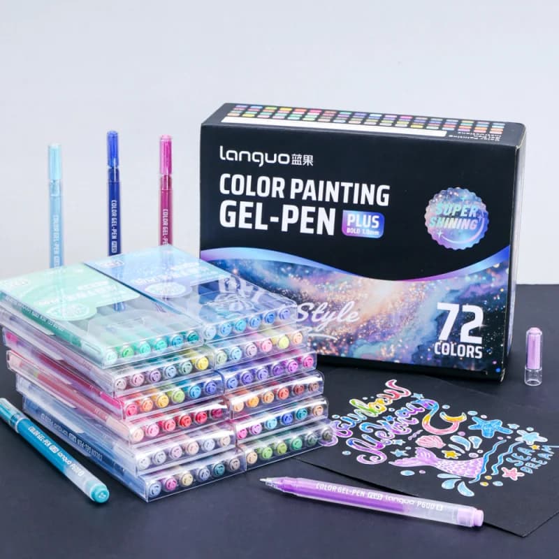 Penne gel glitterate da 72 colori, penne da disegno colorate di grande capacità con punta fine da 1,0 mm Penna con vernice scintillante per realizzare lavori artigianali fai-da-te, colorare