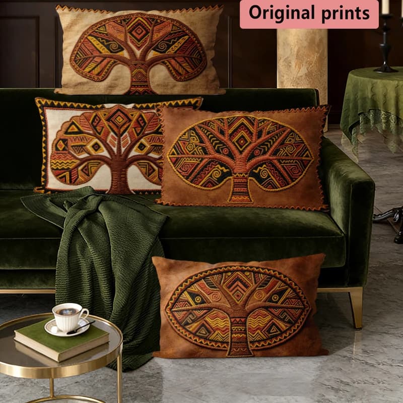 Bohemian Tree Of Life Pillow Covers Suitable For Sofa Bedroom Car Cushion Rectangular Back Cushion