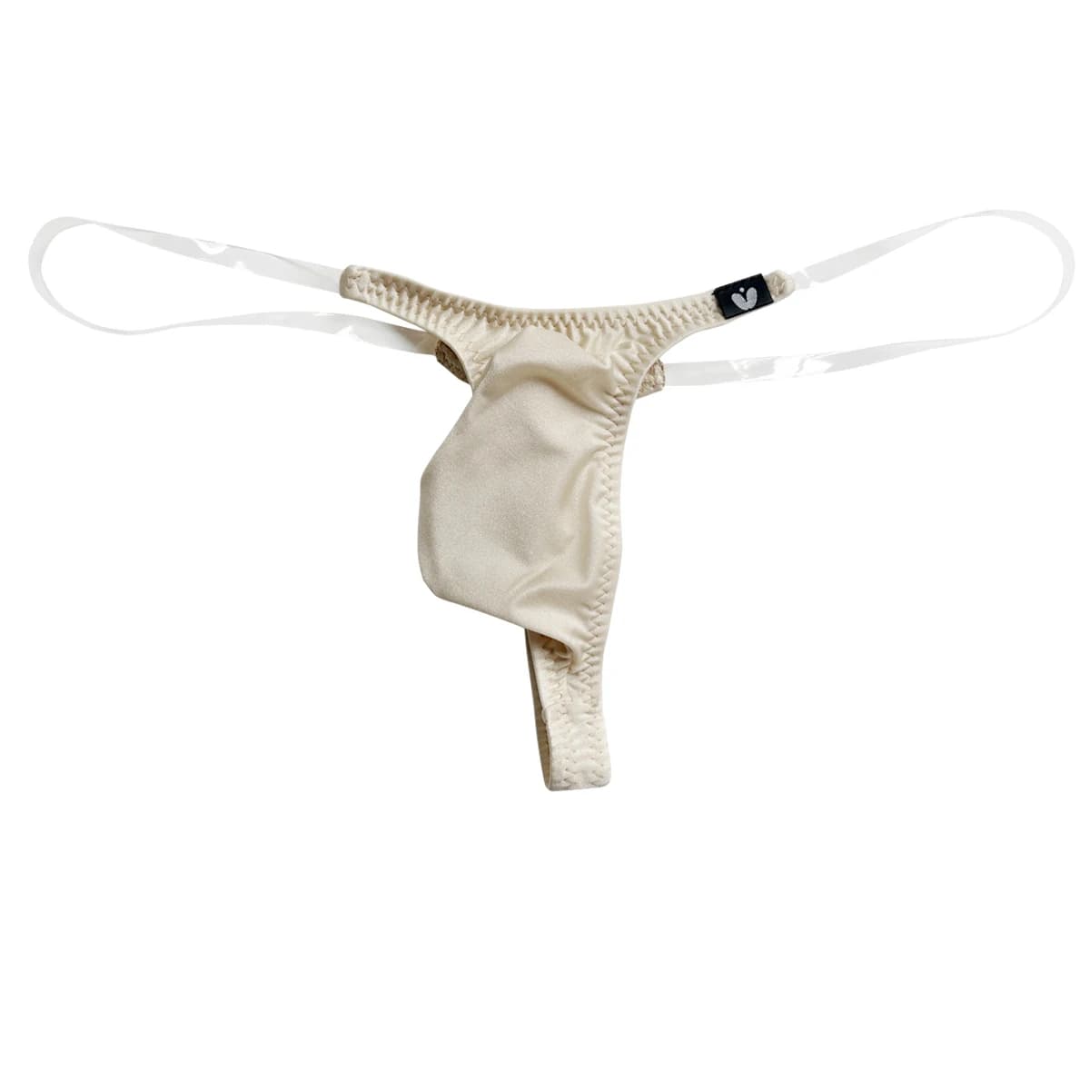 Slip da uomo a vita bassa in nylon trasparente con cintura e tasca, mini perizoma sexy trasparente per uomo gay