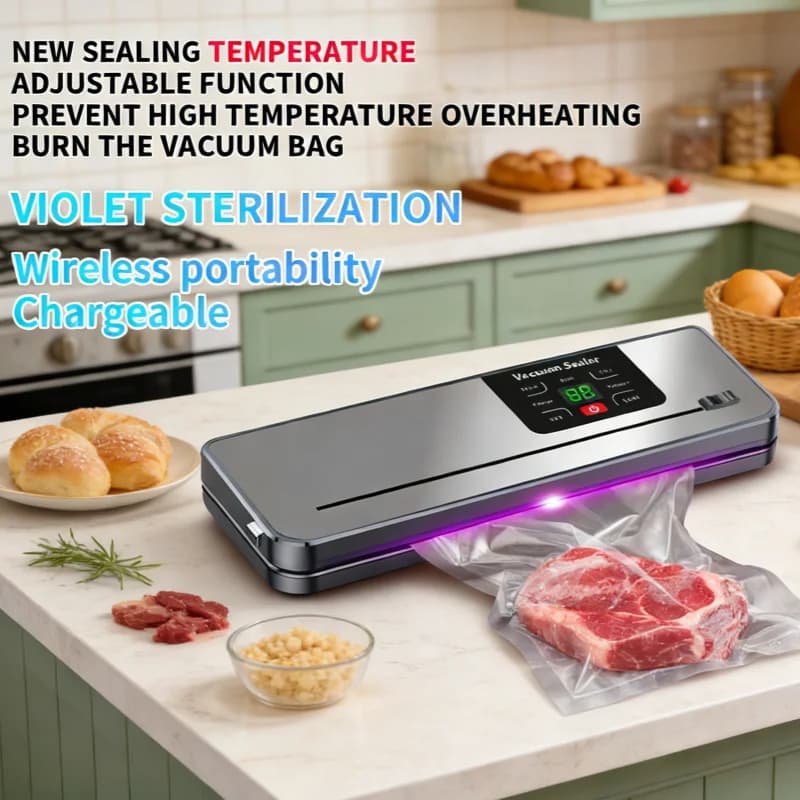 Portable Wireless Vacuum Sealing Machine USB Charging Multi-Function 6-in-1 Device with 10 Complimentary Vacuum Bags