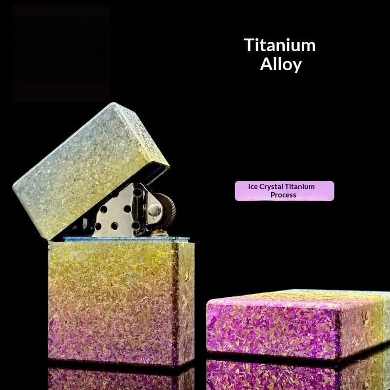 Unusual Titanium Alloy Kerosine Lighter Ice Crystal Titanium High end Limited Edition Boutique Fuel Oil Lighters Smoking Gifts