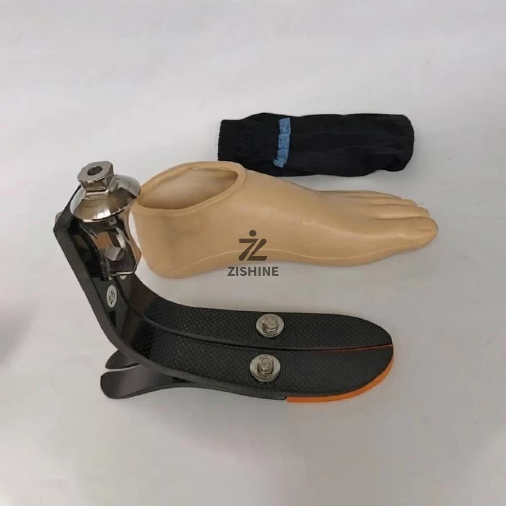 Lightweight Prosthetic Carbon Foot Dynamic Prosthesis Leg Components with EVA Foot Cover and Noise Reduction Socks 22-27cm