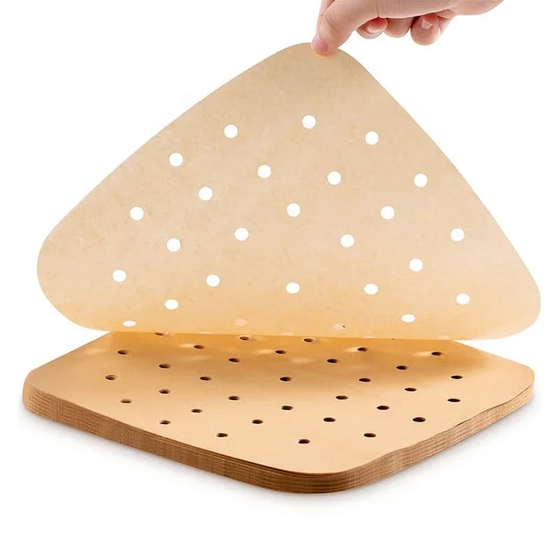 50 Pieces Furnace Paper for Air Fryer, Special for Kitchen, Non-stick, Double Layer, Silicone, Oil Resistant, Steam Mat