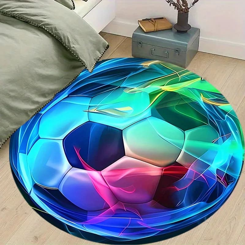 Tappeto VIKAMA a Forma di Pallone da Calcio, Antiscivolo e Fonoassorbente, per Soggiorno, Studio e Sala Giochi, Decorazione per la Casa