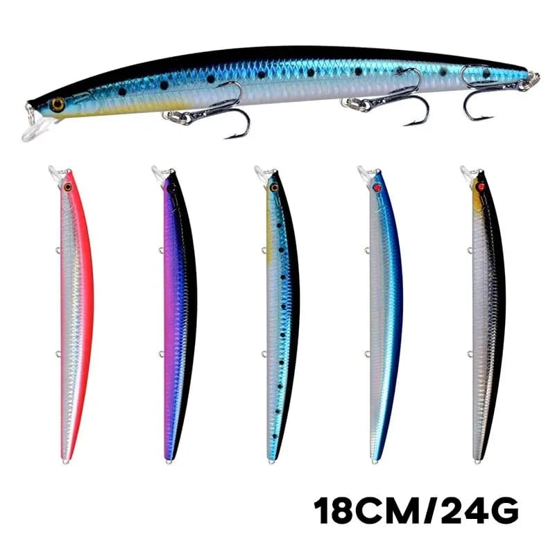 Minnow Rectangular Fishing Artificial Esca Dura 18 cm 24g 3D Hooks Sharpened Sea Fishing bait Colored Crankbait Wobblers