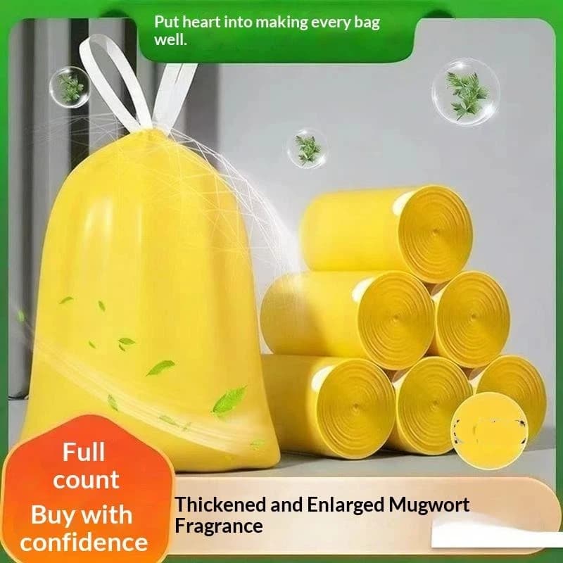 10 Rolls Purple Drawstring Trash Bags Thick Leak Proof Disposable For Kitchen Bathroom Home Trash Cans
