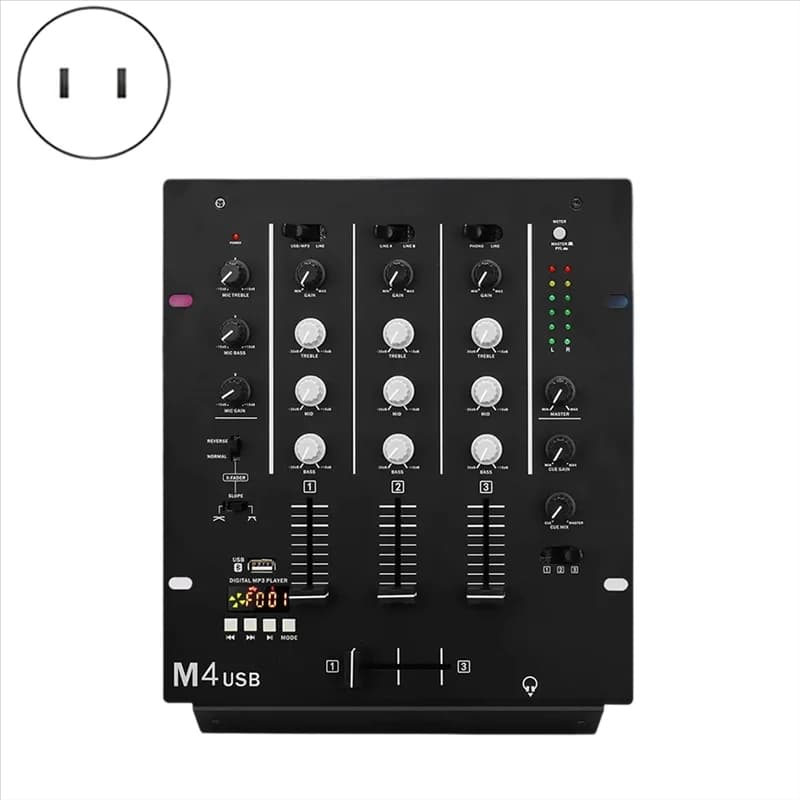 A99E-Interfaccia audio integrata Mixer DJ USB a 3 canali Ingresso microfono EQ a 3 bande Spina americana Crossfader sostituibile