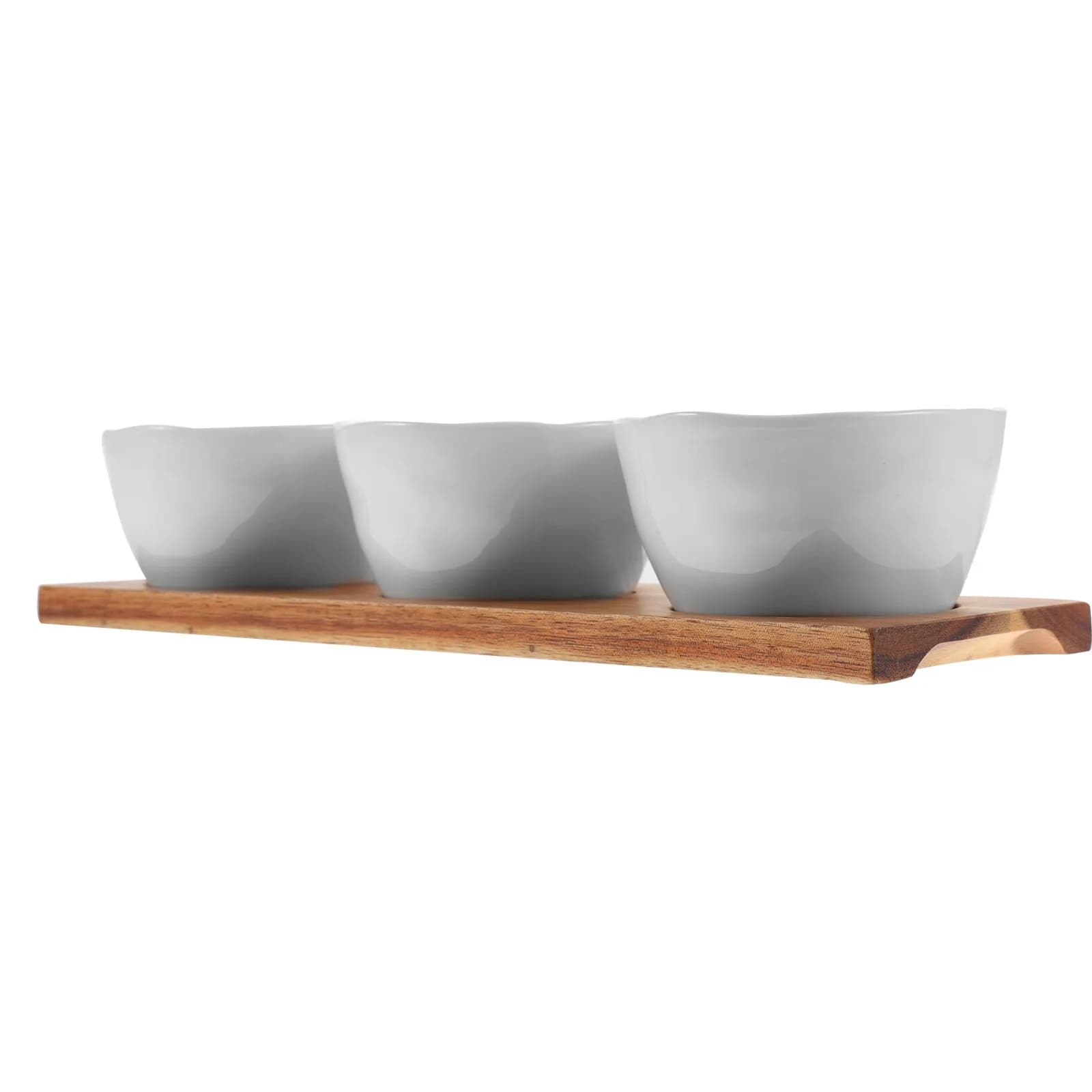 Set di 1 Ciotola in Ceramica per Snack con Vassoio in Legno per Frutta Secca, Caramelle, Dessert, Salse, per Servire a Feste, Matrimoni, Casa, Cucina, Decorativa