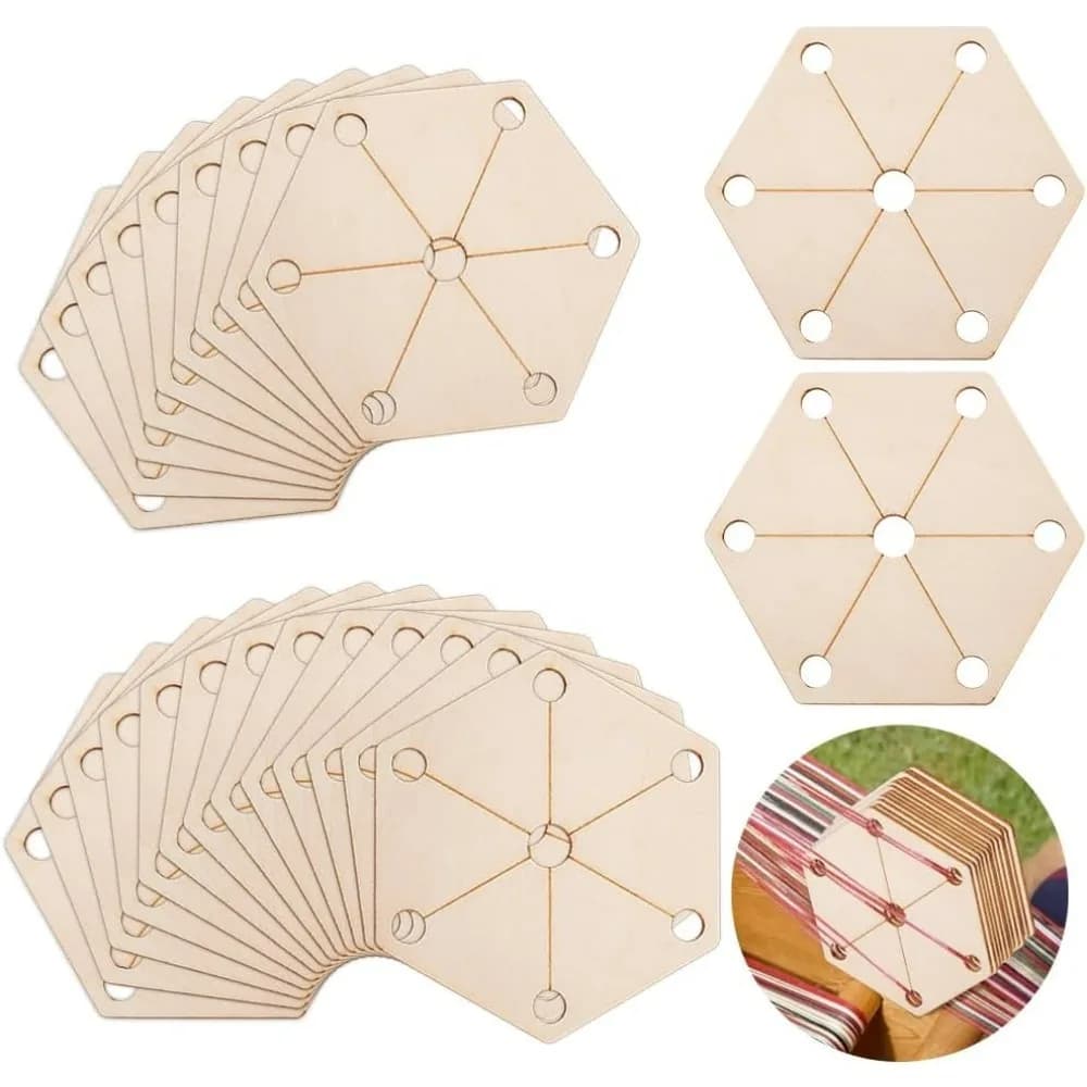 24 pezzi di carte per tessitura esagonali 2.6x3 pollici Carte per telaio in legno Strumenti fatti a mano Forniture Carte per tablet in legno Legno